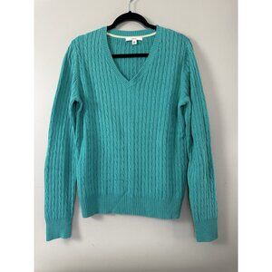 Merona Womens XXL Teal Cable Knit Sweater Classic Preppy Y2K Retro Fisherman Fit